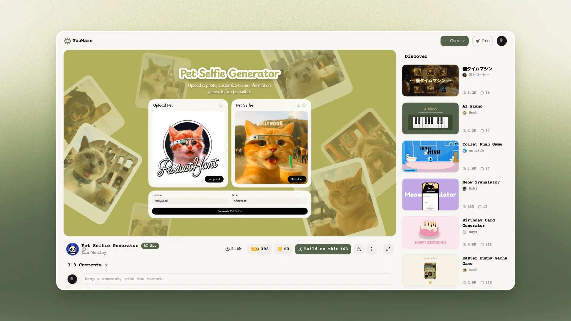 AI Website Builder interface on YouWare